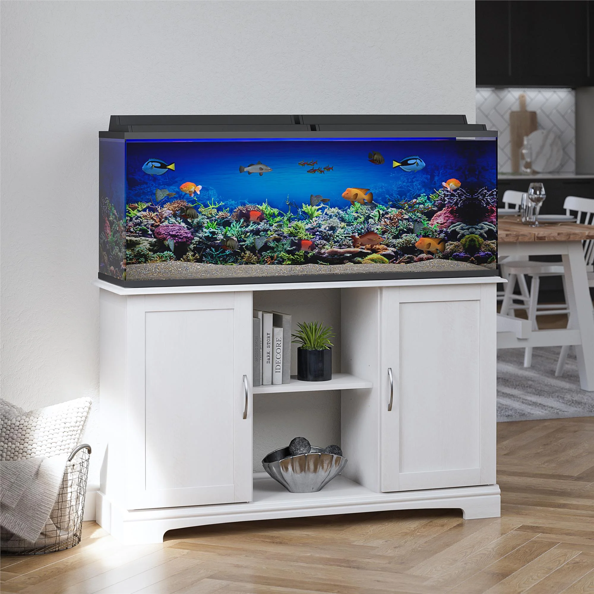 Ameriwood Home Alta Vista 50 - 75 Gallon Aquarium Stand, Ivory Oak