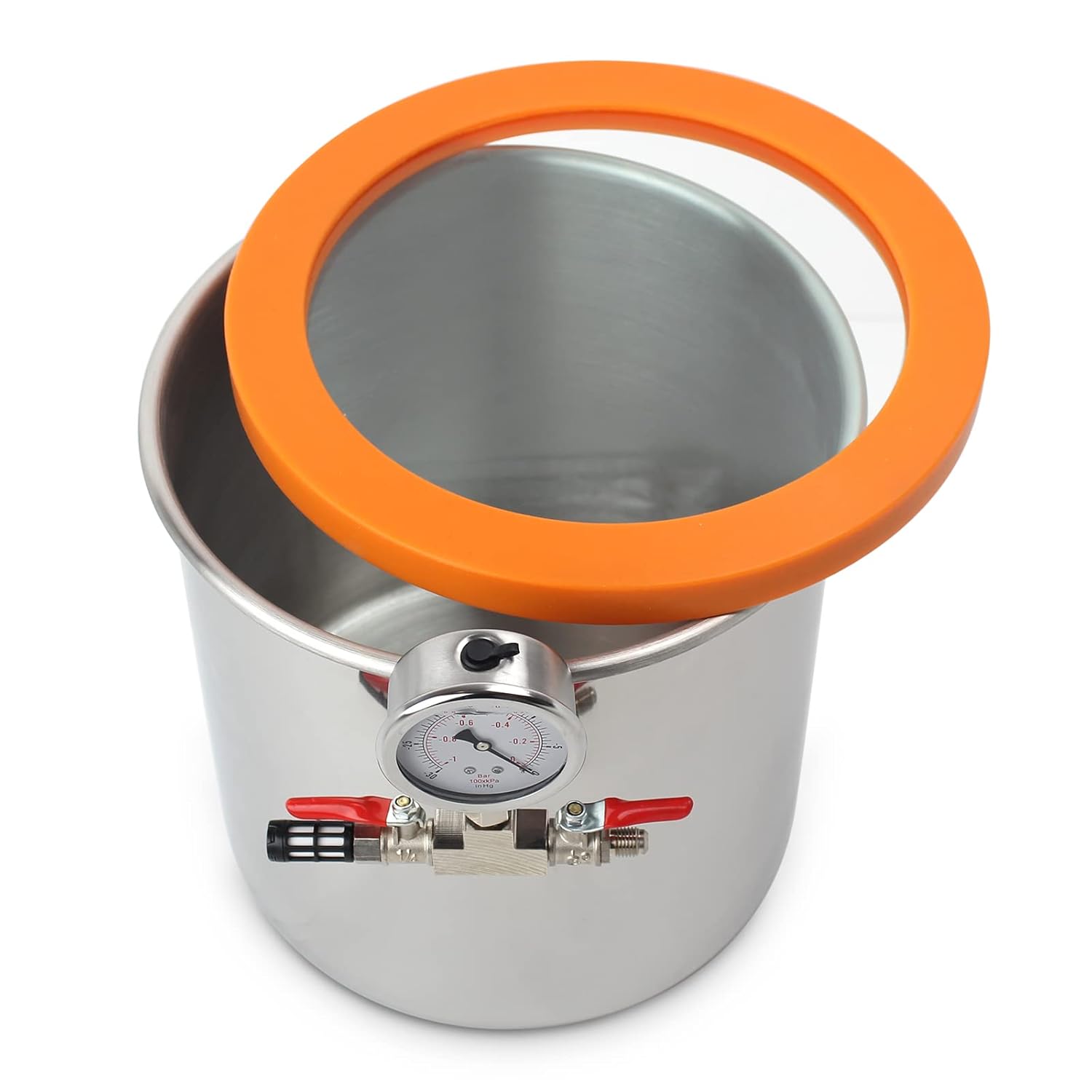 Poofzy 3 Gallon Tempered Glass Lid Stainless Steel Vacuum Chamber Kit for Degassing Silicones, Epoxies and Stabilizing Wood