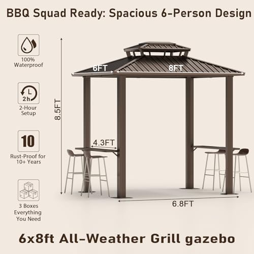 Hoteel 6x8ft Hardtop Grill Gazebo
