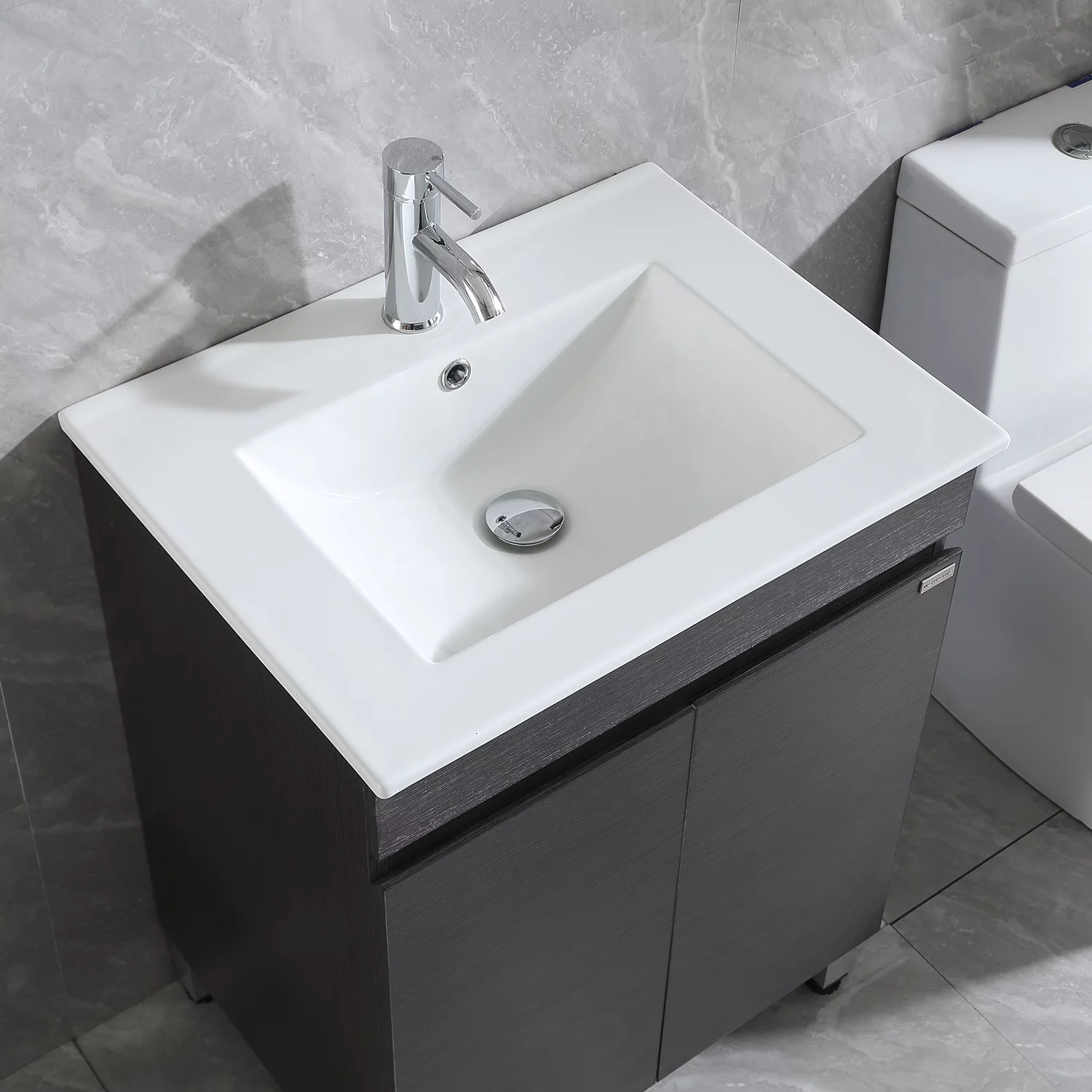 Walcut 24'' Black Bathroom Vanity Cabinet Wood Set Single Vessel Sink
