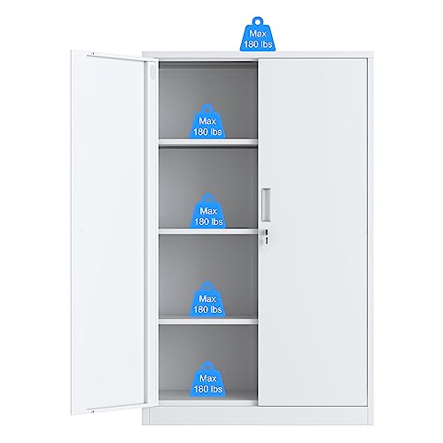 Metal Storage Cabinet with Locking Doors and 3 Adjustable Shelves