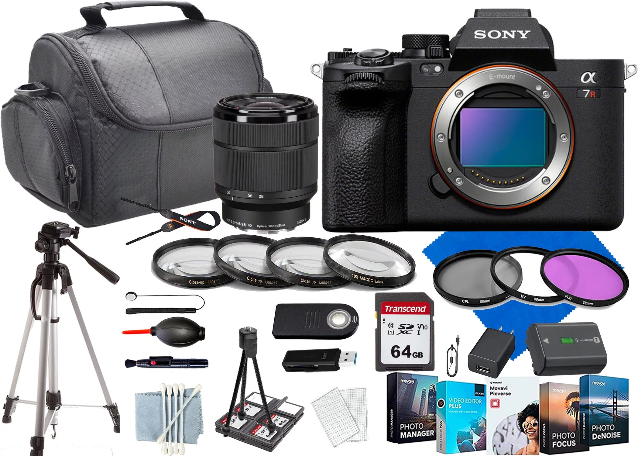 Sony a7R V Mirrorless Camera (ILCE7RM5/B) with Sony FE 28-70mm f/3.5-5.6 OSS Lens Case+128 GIG Memory Cards+COMMANDER Deluxe Starter