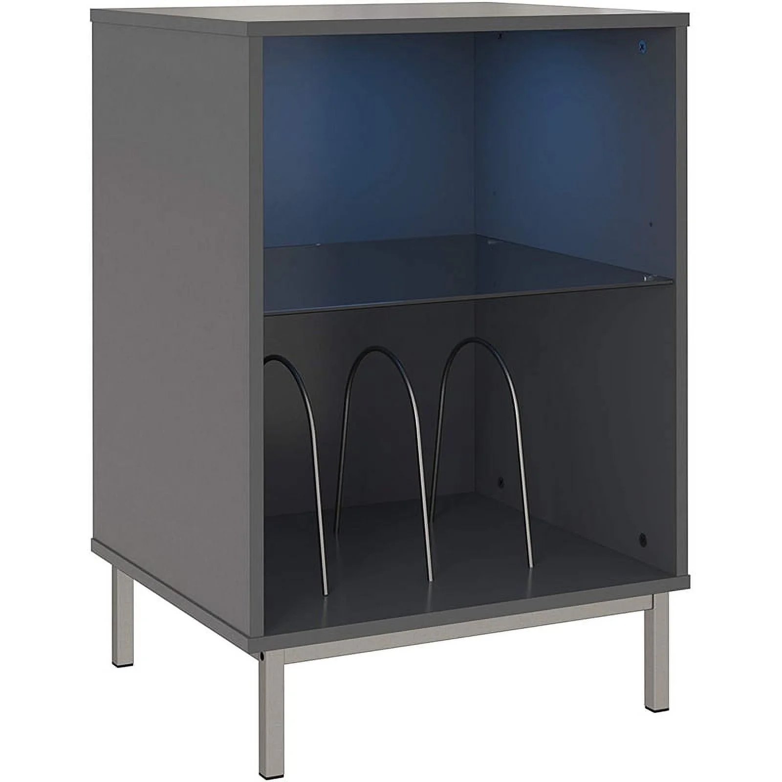 Pemberly Row Contemporary Turntable Stand in Graphite Gray - Curated Treasures Market
