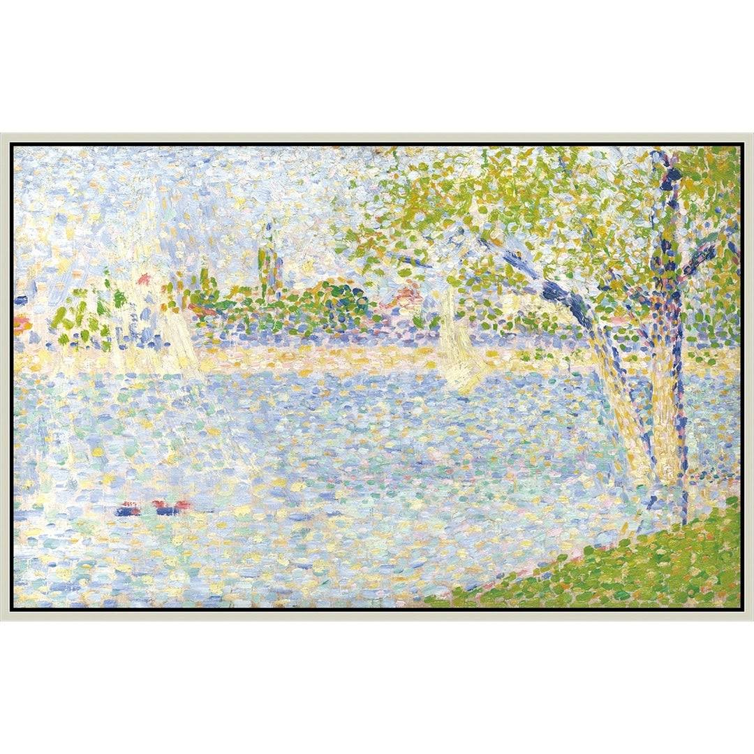 The Seine Seen from La Grande Jatte by Georges Seurat Giclee Print Oil Painting Silver Frame Size 32x22 x 21x22 - Plastic - 32 x