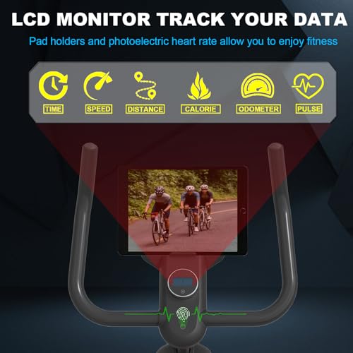 Exercise Bikes Stationary,Exercise Bike for Home Indoor Cycling Bike for Home Cardio Gym,Workout Bike with Ipad Mount & LCD Monitor,Silent Belt Drive