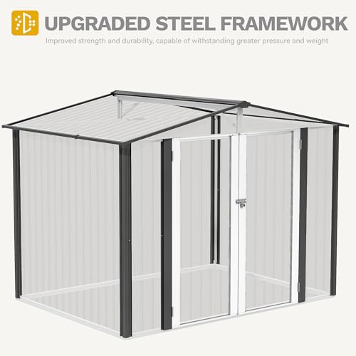 DWVO 10x8 FT Outdoor Storage Shed - Spacious Garden Tool Shed with Lockable Door - Durable Metal Yard Shed for Garden, Patio, and Backyard (Dark Gray)