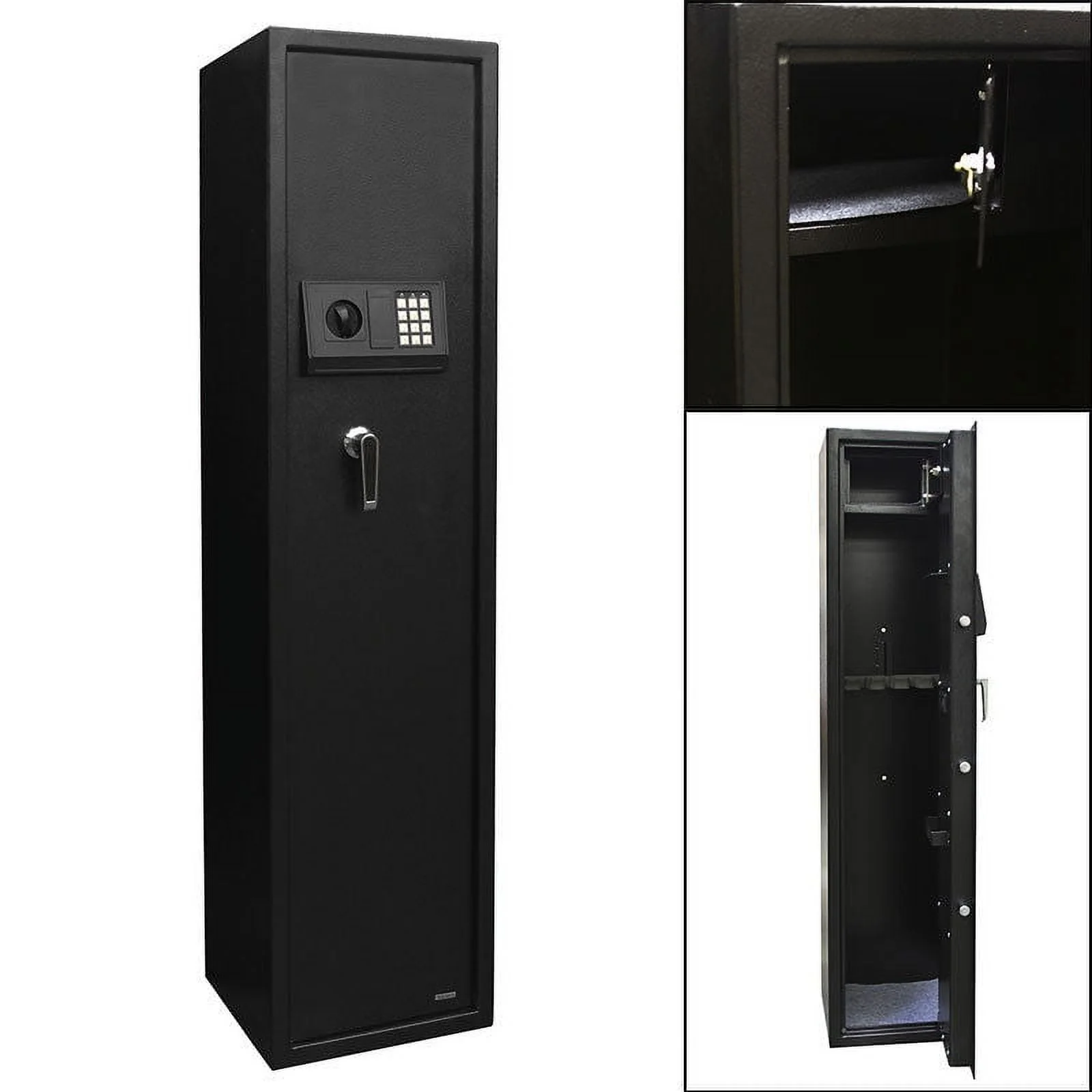 Seizeen Gun Safe Cabinet, Digital Keypad Safe Storage for 5 Rifles, Anti-Static Long Pistol Safe with Top Box, Thickened Large Gun Storage for Indoor