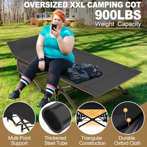 DoCred Folding Camping Cot with Mattress, 2 Pack Heavy Duty Folding Cot for Adults, Portable Sleeping Cot Bed Adults Outdoor Bed with Carry Bag