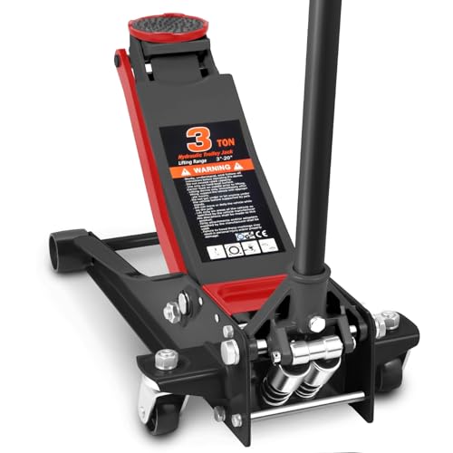DNA MOTORING Floor Jack 3 Ton (6000 lbs) Capacity, Fast Lift Service Jack Low Profile Steel Heavy Duty Hydraulic Car Jack, Lifting Range 3"-20"