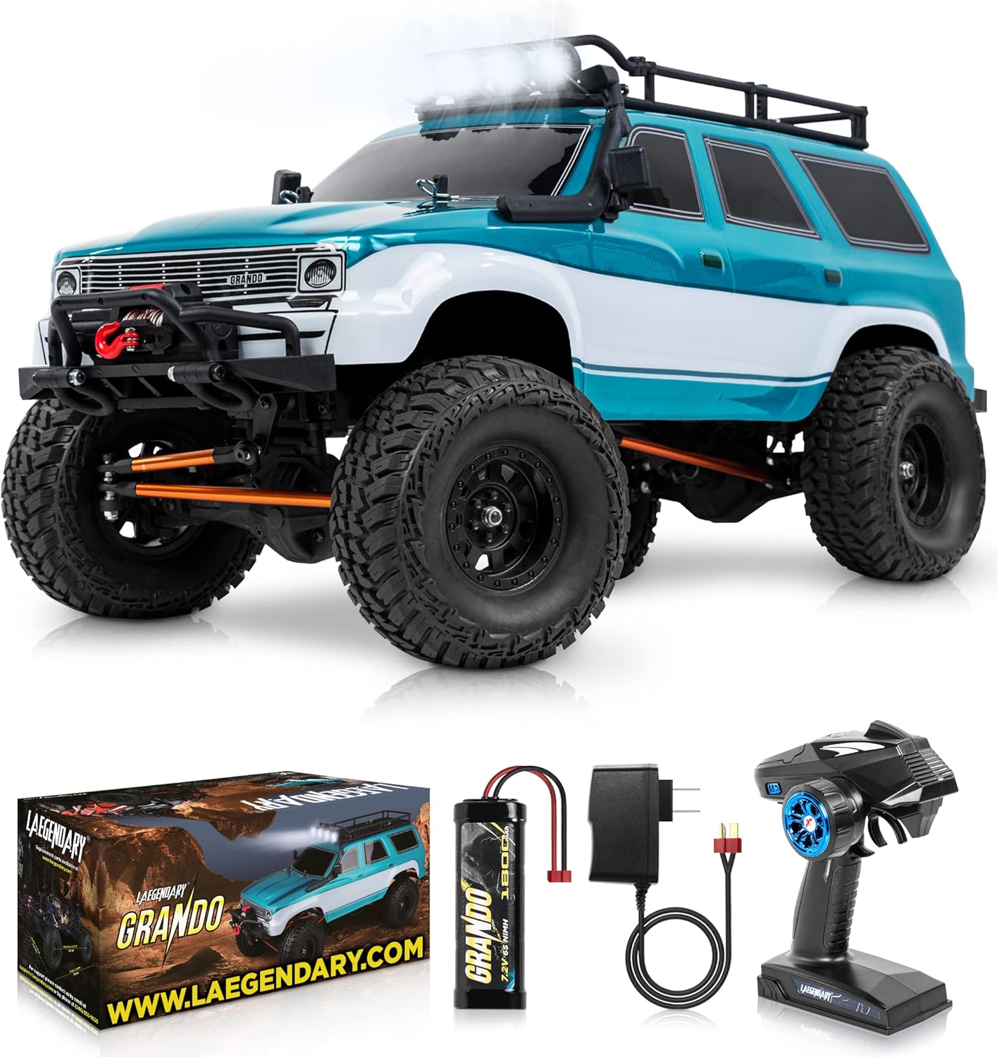 LAEGENDARY RC Cars - 4x4 Offroad Crawler Remote Control Truck for Adults and Kids - Fast Speed, Waterproof, Electric, Hobby Grade Car - 1:10 Scale