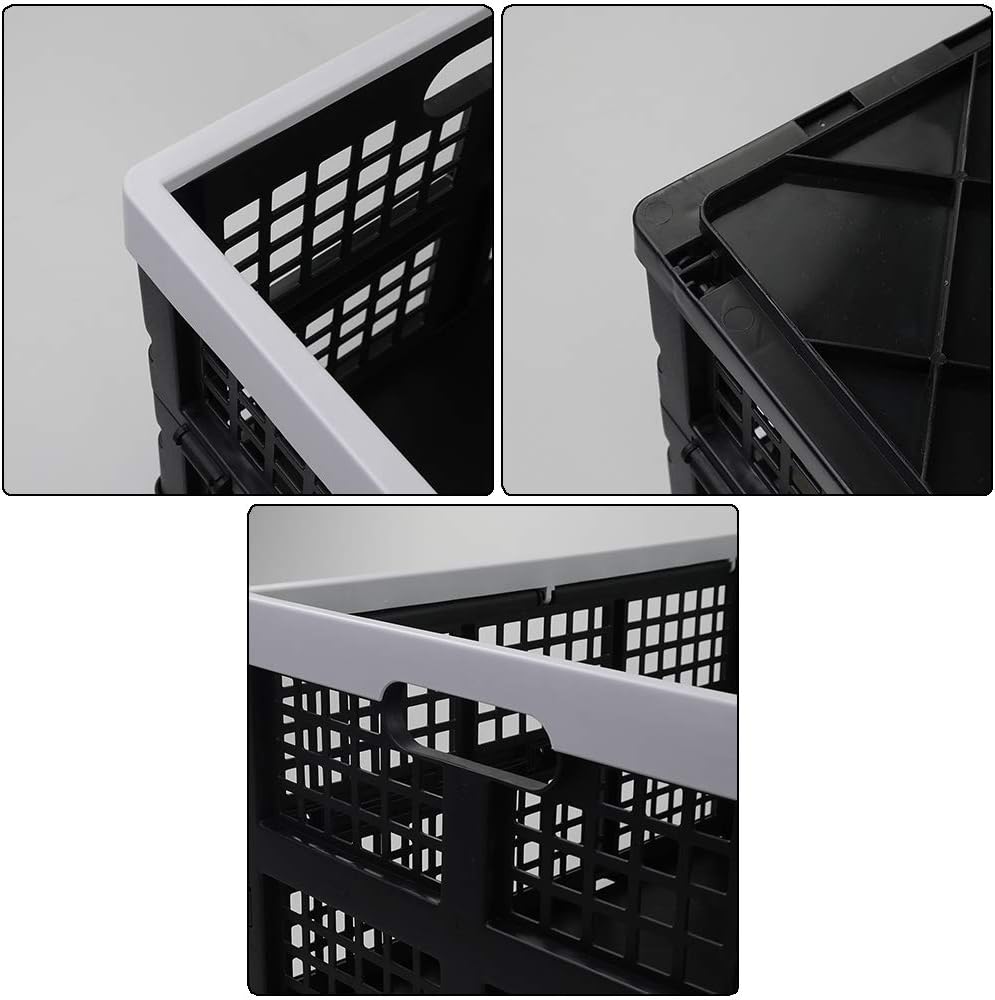 CadineUS 3 Packs 32 Quart Folding Collapsible Crates, Folding Storage Bin Pack of 2