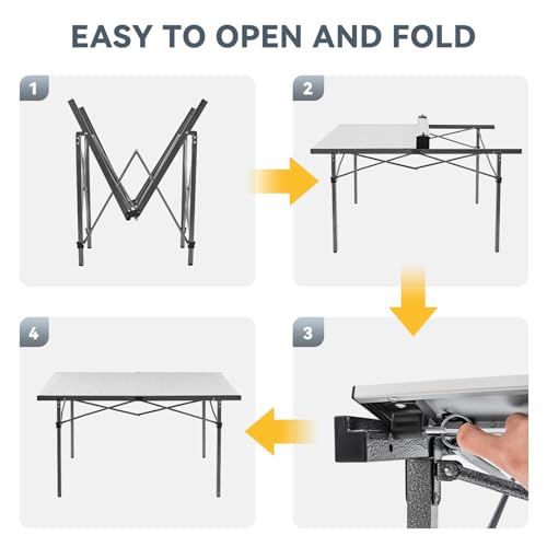 KingCamp Camping Table Folding Portable Table Aluminum Roll Up Lightweight Foldable Large Camp Table for Indoor Outdoor Picnic Backyard, 53.5"X27.5"