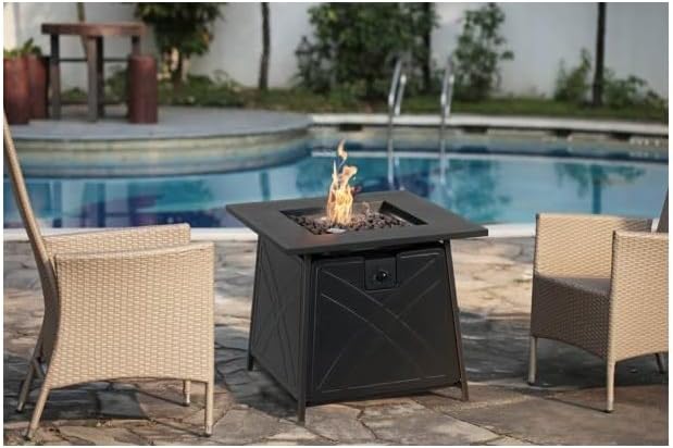 Living Accents Square Steel Tabletop Propane Fire Pit 25.5 in. H x 28 in. W x 28 in. D Aluminum - Case of: 1; Pack of 2
