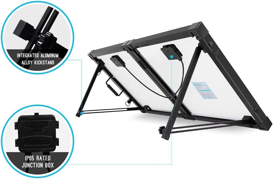 Renogy 200 Watt Off Grid Portable Foldable Solar Panel Suitcase Built-in Kickstand with Waterproof 20A Charger Controller, 200W-Waterproof