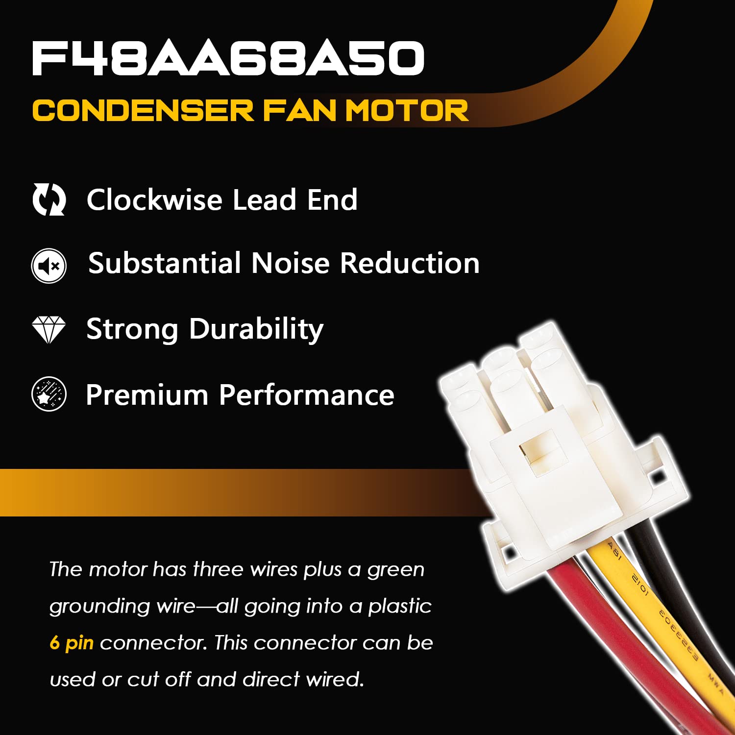 F48AA68A50 - Replace for York Coleman Luxaire Genteq/A.O. Smith OEM Condenser Fan Motor - Replace THGF36S41S3A THGF60S41S3A