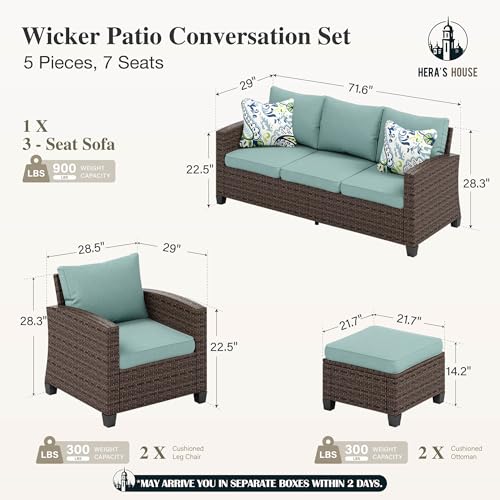 HERA'S HOUSE Patio Furniture Set with 56" Fire Pit Table, Outdoor Patio Conversation Sets