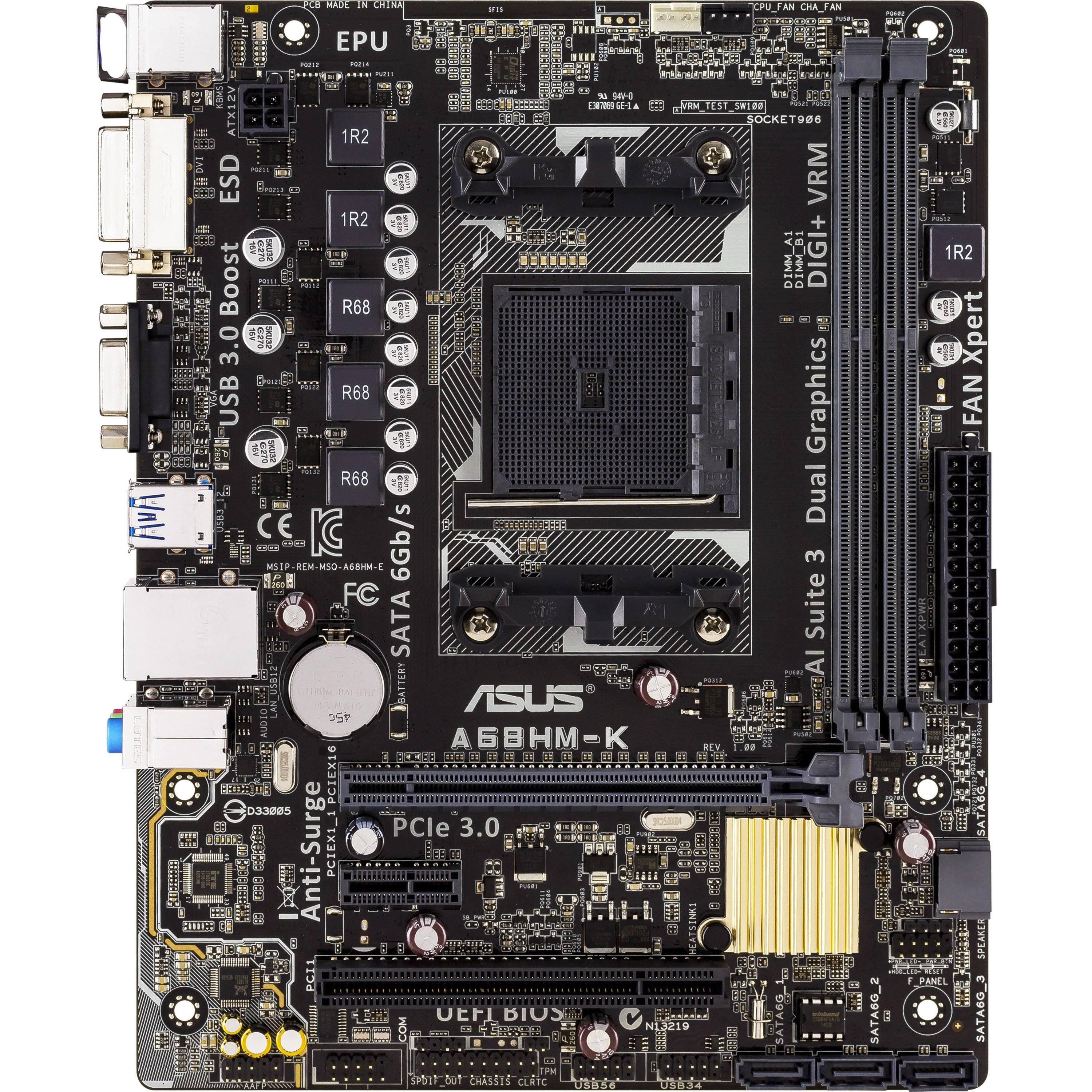 Asus A68HM-K Desktop Motherboard - AMD Chipset - Socket Fm2+