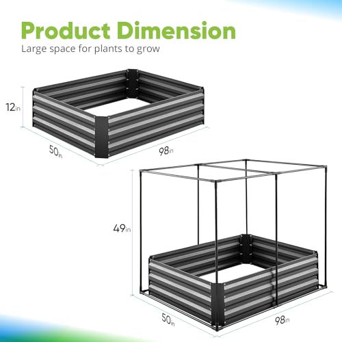 Quictent Galvanized Raised Garden Bed with Crop Cage Plant Protection Net Tent and Shade Cloth Kit Metal Planter Box Bottomless Planting Vegetables