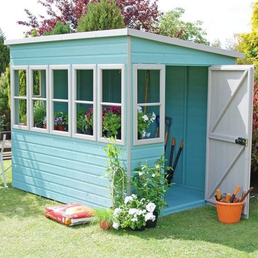 10&prime; x 10&prime; Sun Pent Wooden Garden Potting Shed