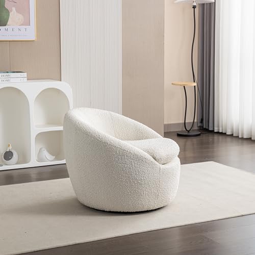 360 Swivel Accent Barrel Chair with Storage Ottoman & Headrest