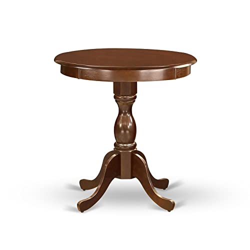 East West Furniture Eden 3 Piece Set Contains a Round Dining Table with Pedestal and 2 Kitchen Chairs, 30x30 Inch, ESNF3-OAK-W