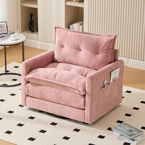 360 Swivel Accent Barrel Chair with Storage Ottoman & Headrest