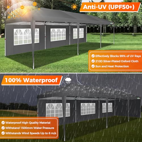 COBIZI 10x10 Pop up Canopy Tent Protable Canopy Tent with 4 Sidewalls Waterproof Commercial Instant Shelter for Parties, Wedding