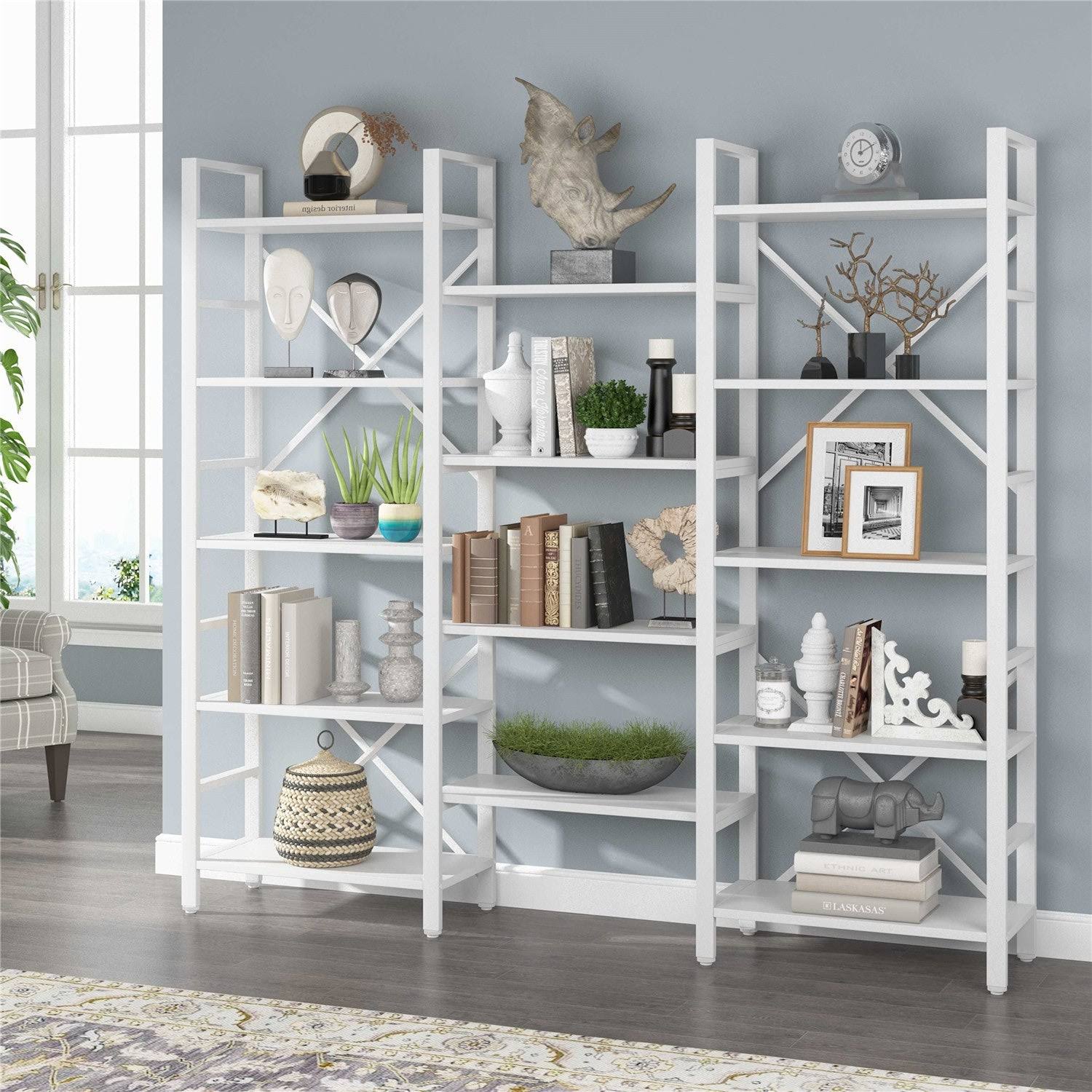5-Shelf Bookcase, Open Bookshelf Vintage Industrial Style Shelves - Gold