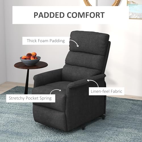 HOMCOM Power Lift Recliner Chair for Elderly, Easy Assembly, Fabric Lift Chair for Adults, Recliner Sofa with Remote Control