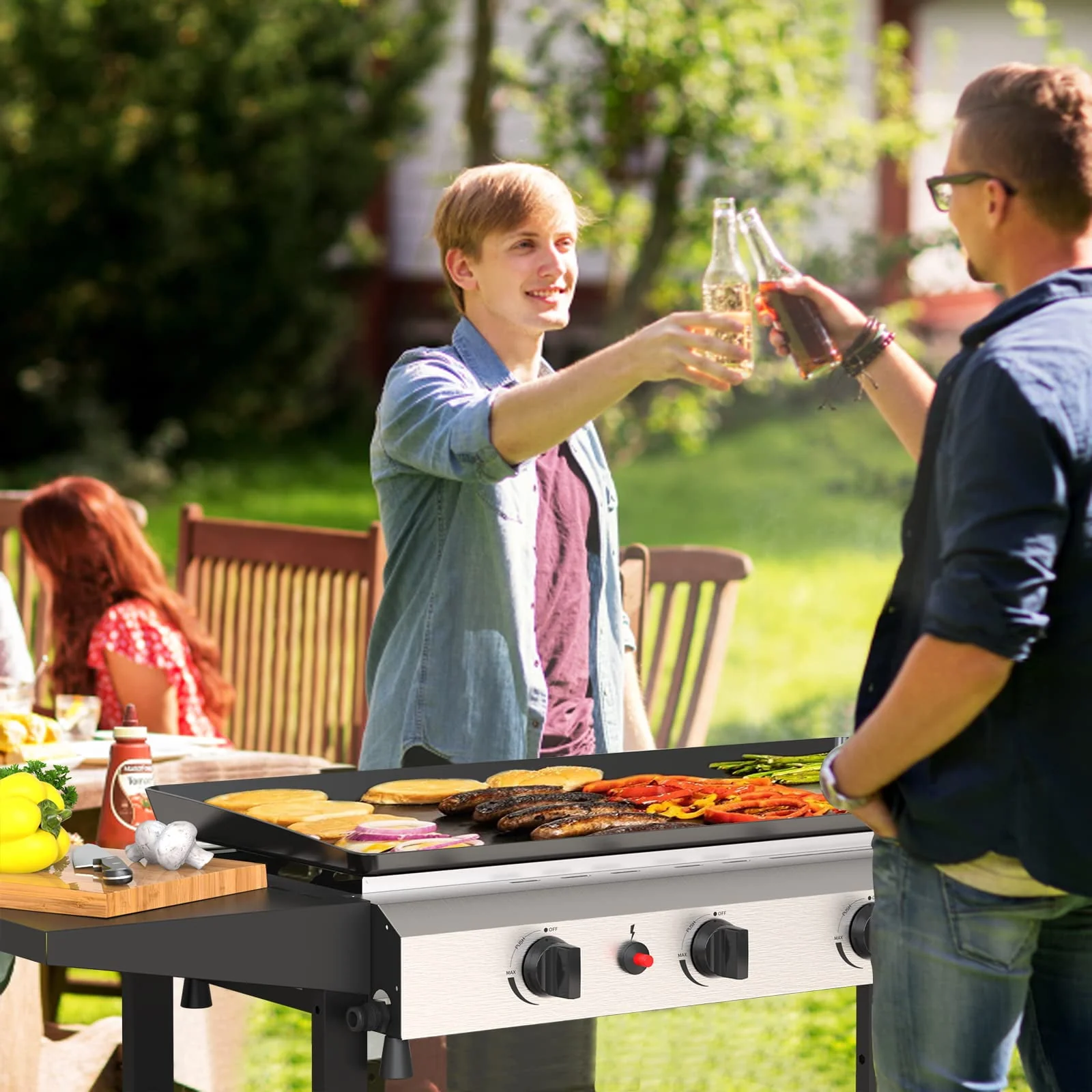 SKOK 3 Burner Gas Griddle-Outdoor Propane Griddle-BTU Propane Fuelled