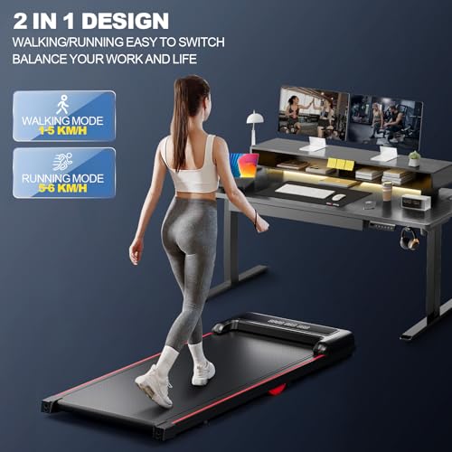 GORISE Walking Pad, Under Desk Treadmills for Home, Walking Pad with Incline, Treadmills with Remote Control APP LED Display