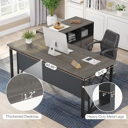 Tribesigns 63 inches Executive Desk and 47" lateral File Cabinet
