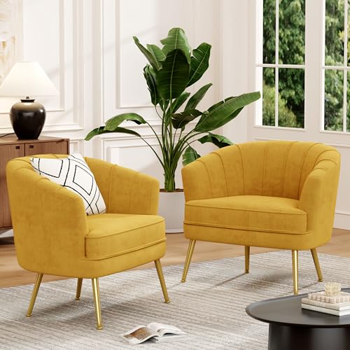 Andeworld Velvet Accent Chair, Upholstered Modern Single Sofa Side Chair