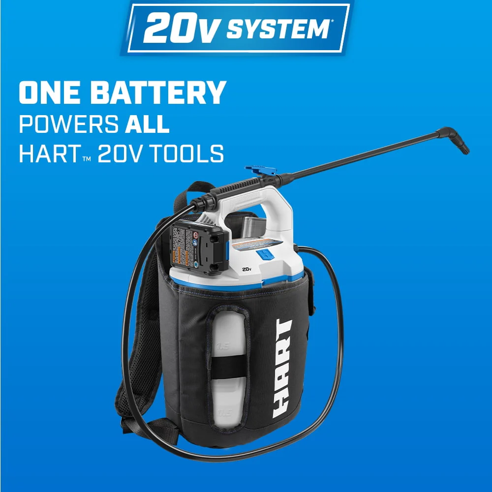 HART 20-Volt 2 Gallon Cordless Backpack Chemical Sprayer Kit, (1) 2.0Ah Lithium-Ion Battery