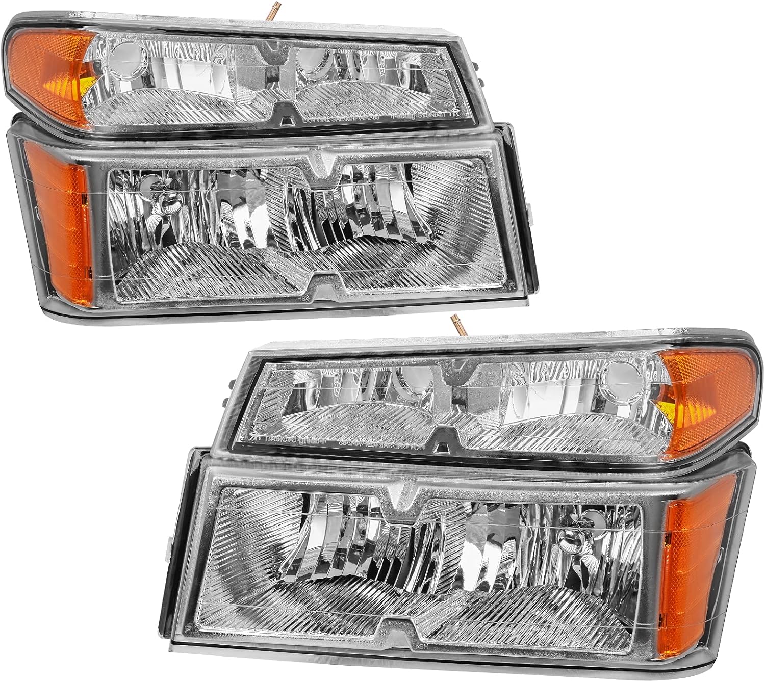 AUTOSAVER88 Headlight Assembly Compatible with 2004-2012 Chevy Colorado/GMC Canyon Chrome Housing with Amber Reflector + Bumper Lights