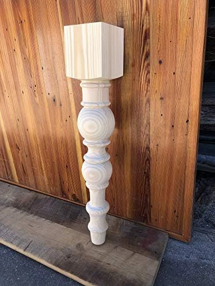 Modern Farmhouse Dining Table Legs - Unfinished - Turned Legs - DIY Furniture - Set Of 4 With Dimensions: 5" X 29"
