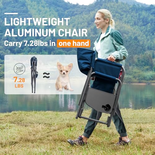 TIMBER RIDGE Folding Rocking Camping Chair, 400lbs Capacity Portable Oversized Outdoor Rocker with Hard Armrests, Cup Holder & Side Pocket