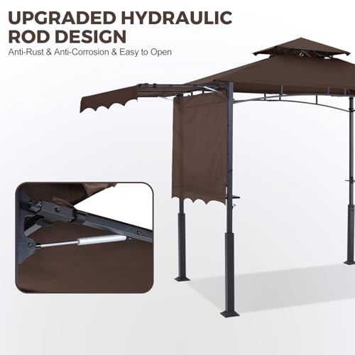 ABCCANOPY 8x5 Grill Gazebo - Outdoor BBQ Canopy Shelter with Led Light for Patio Backyard Grilling (Dark Gray)