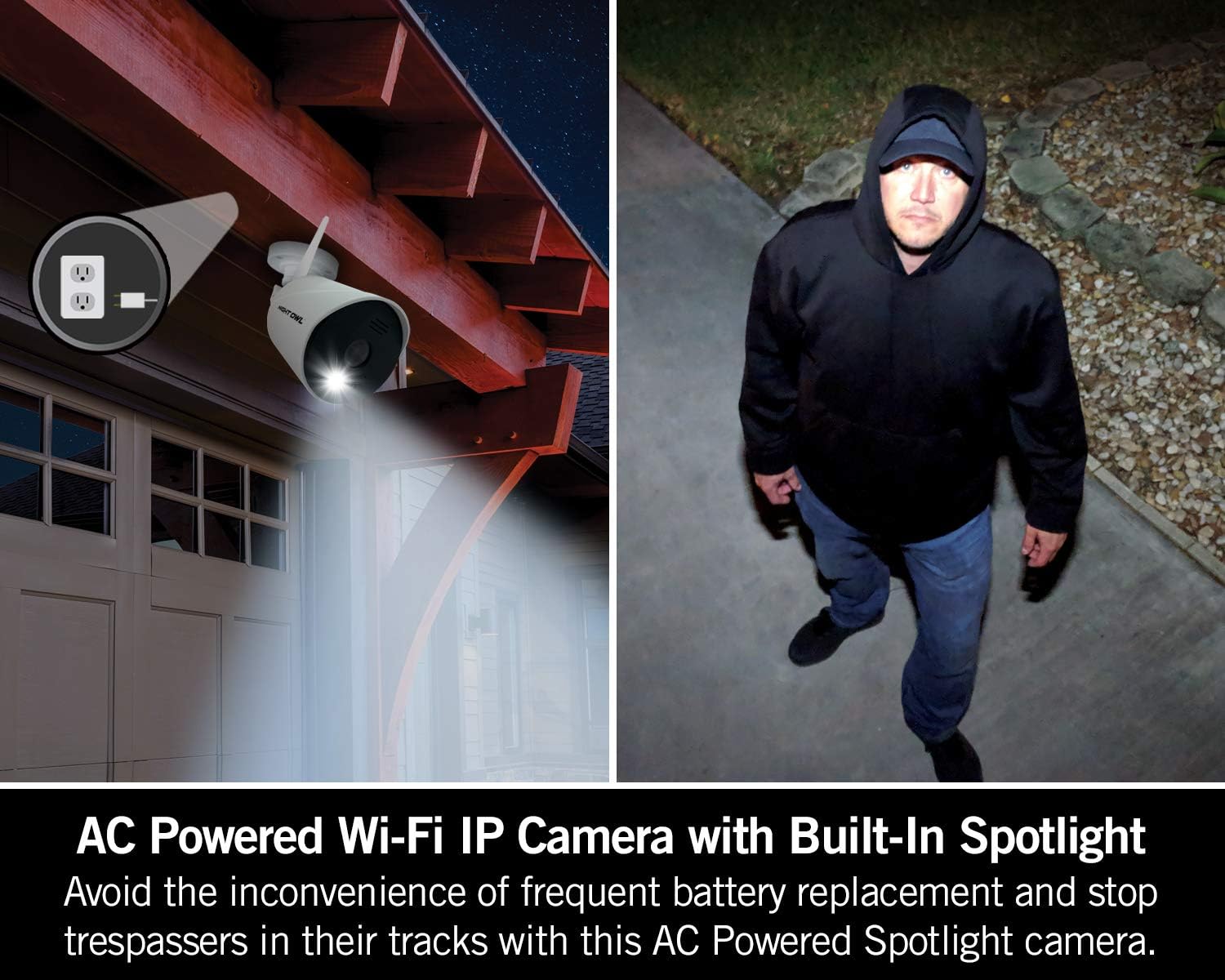 Night Owl AC Powered 1080p HD Wi-Fi IP Indoor/Outdoor Camera with 100 ft. of Night Vision, 2-Way Audio, Built-in Spotlight