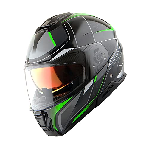 Martian Motorcycle Modular Full Face Helmet Flip up Dual Visor Sun Shield: HG362 Matt Black
