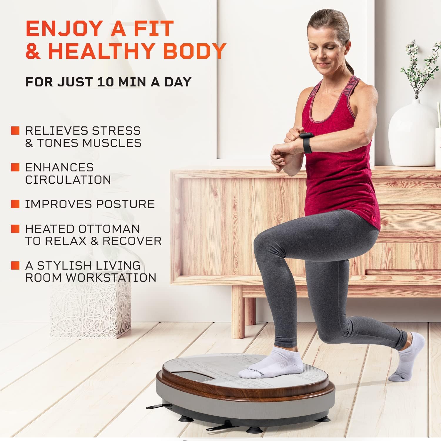 LifePro RelaxaVibe Vibration Plate Exercise Machine - Vibration Platform for Circulation & Metabolism Boost - Elegant Living-Room Vibration Machine