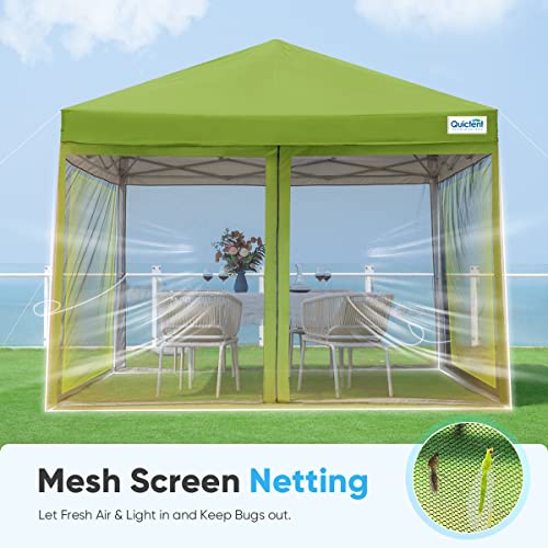 Quictent 6.6'x6.6' Pop up Screened Canopy Tent with Mosquito Netting, Portable Easy up Outdoor Screen House Shelter Fully Sealed for Patio