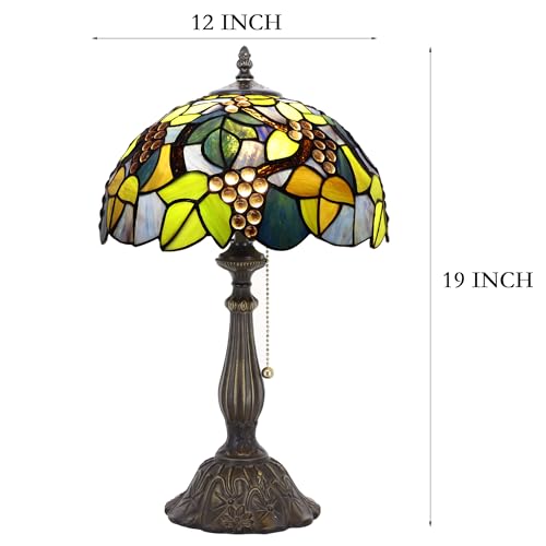 Tiffany Table Lamp Stained Glass Lamp 12X12X19 Inch Antique Reading Light (Sea Blue Pear)