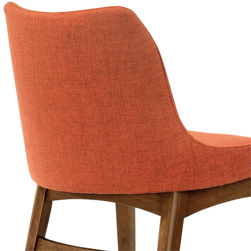 Azalea Orange Fabric and Walnut Wood Dining Side Chairs - Set of 2 - Armen Living LCAZSIWAOR