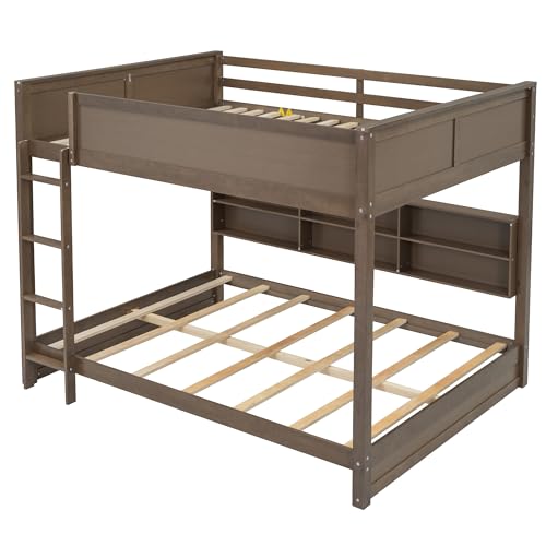 Ball & Cast Twin-Over-Twin Bunk Bed with Twin-Size Trundle and 3 Storage Stairs,Wood Bunkbed w/Full-Length Guardrails,Slat Support