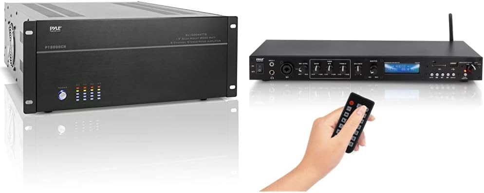 4 Multi-Zone Stereo Amplifier - 19” Rack Mount, Powerful 8000 Watts with Speaker Selector Volume Control & LED Audio Level Display