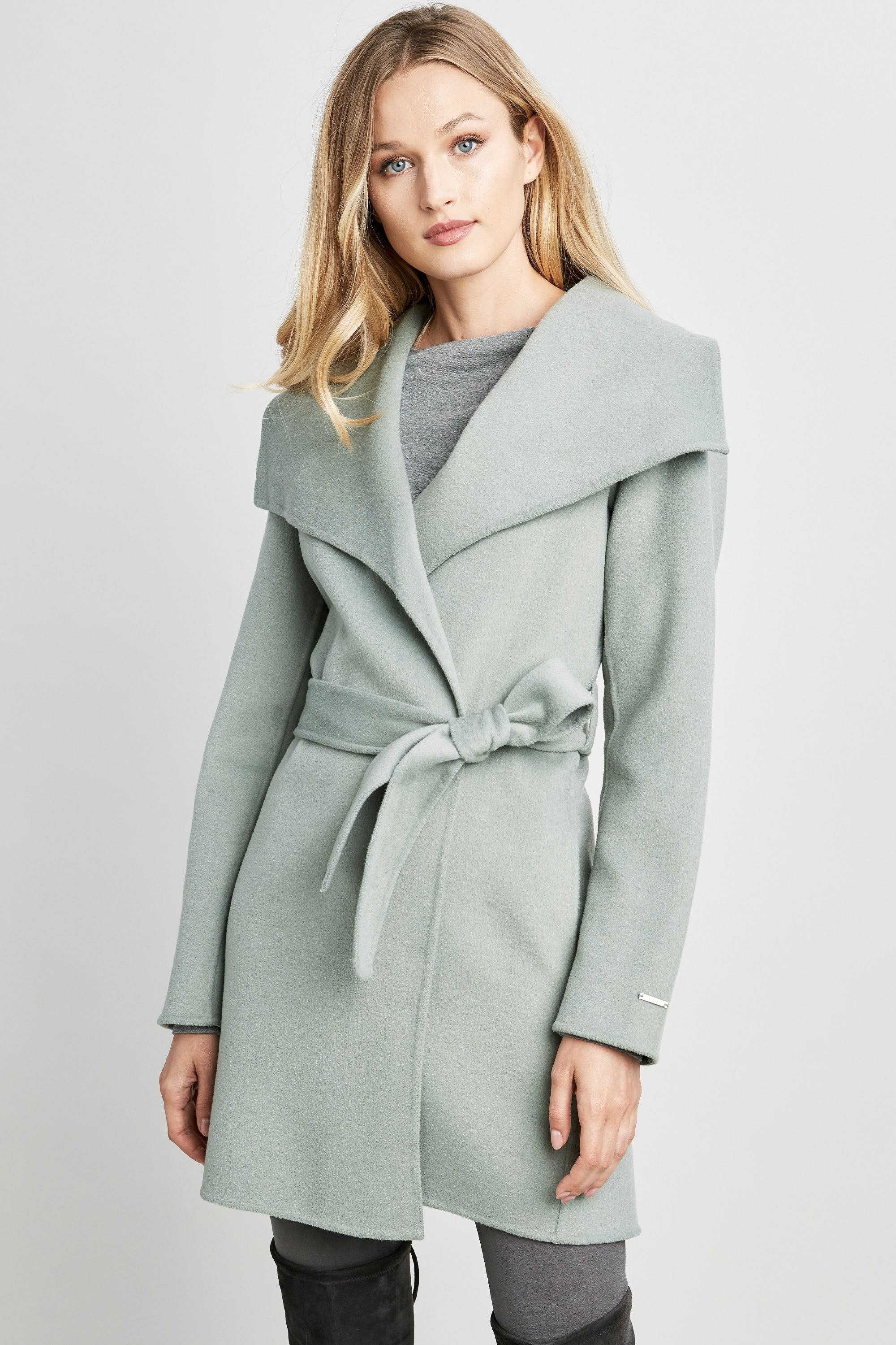 Tahari Ella Double Face Wool Coat, Sage / L