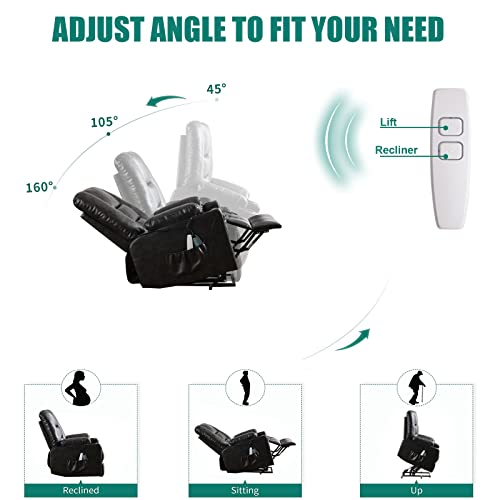 Power Lift Recliner Chair with Massage and Heat- Electric Recliners Chair for Elderly & Adult Ergonomic Single Lounge Sofa Home Theater Seating with