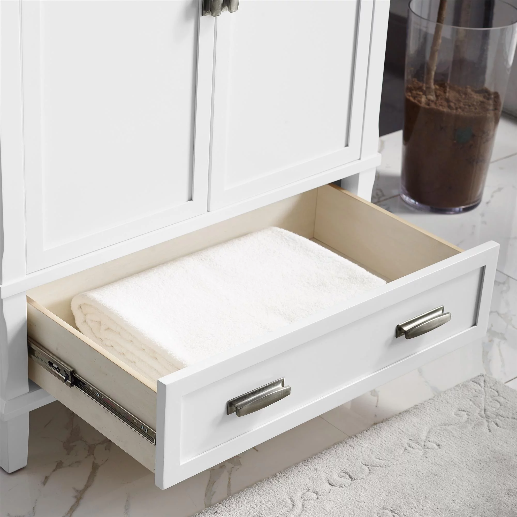 DHP Otum 30 Inch Bathroom Vanity with Sink, White Wood