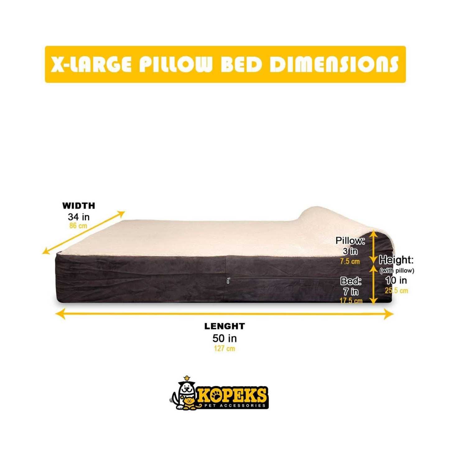 Kopeks Dog Bed with Pillow Orthopedic Memory Foam - Pet Supplies online store